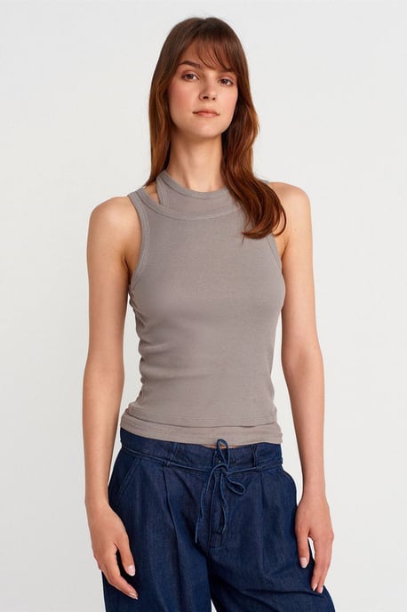 Katoenen Geribde Crop Cami - Image 1