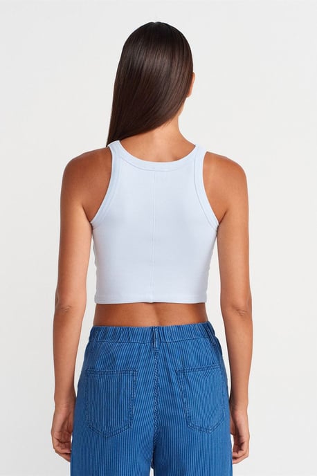 Geribbelde katoenen sweater zonder mouwen Crop Top - Image 2