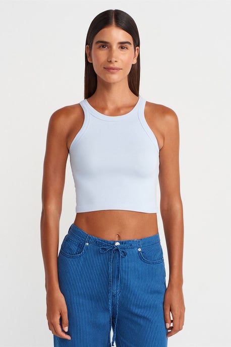 Geribbelde katoenen sweater zonder mouwen Crop Top - Image 3