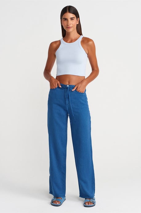 Geribbelde katoenen sweater zonder mouwen Crop Top - Image 4