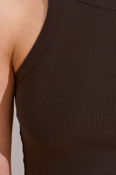 Geribbelde katoenen sweater zonder mouwen Crop Top - Image 4