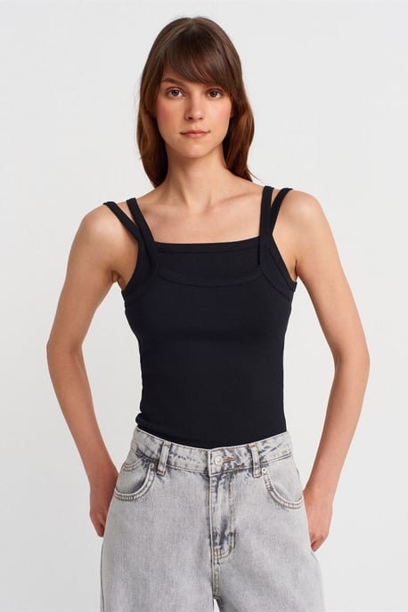 Geribbelde Mouwloze Blouse met Vierkante Halslijn - Image 1