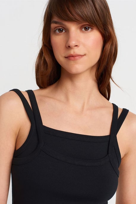 Geribbelde Mouwloze Blouse met Vierkante Halslijn - Image 3
