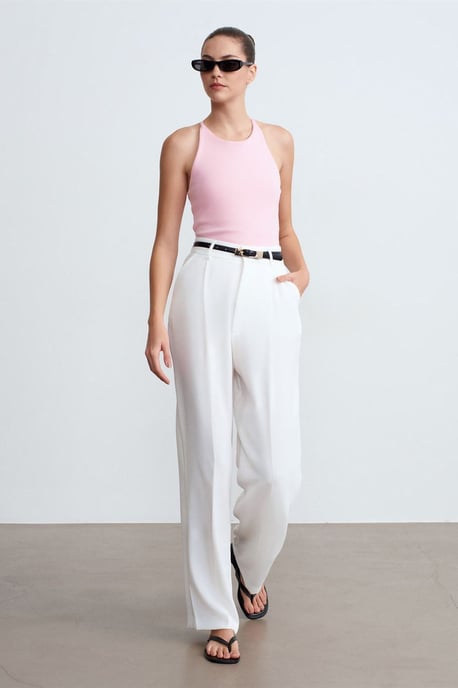 Slim Fit Halterhals Tricot Blouse - Image 1