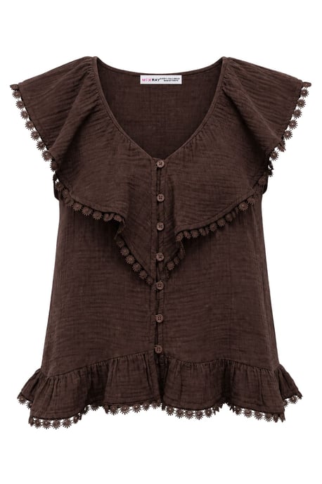 Katoenen V-hals Mouwloze Blouse - Image 1