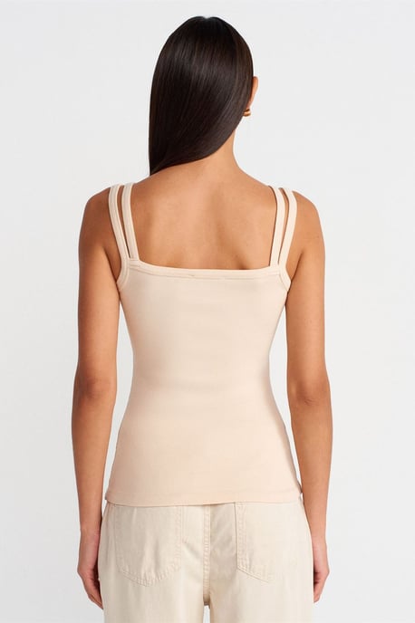 Geribbelde Mouwloze Blouse met Vierkante Halslijn - Image 2