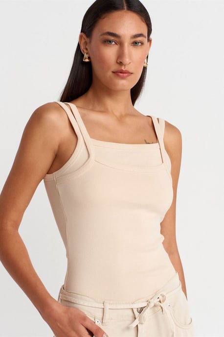 Geribbelde Mouwloze Blouse met Vierkante Halslijn - Image 3