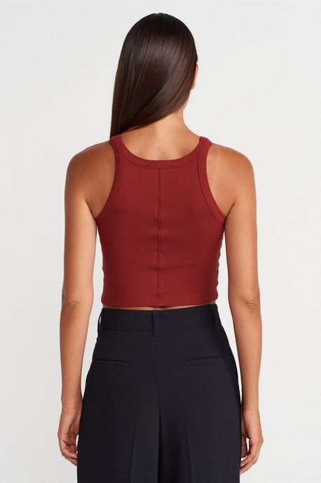 Geribbelde katoenen sweater zonder mouwen Crop Top - Image 2