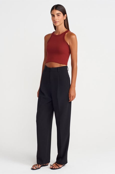Geribbelde katoenen sweater zonder mouwen Crop Top - Image 4