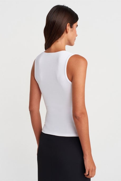 Mouwloze Kant Geribbelde V-hals Blouse - Image 2