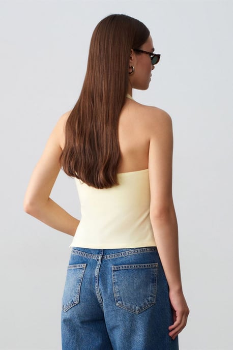 Halterneklijn Cut-Out Slim Fit Blouse - Image 3