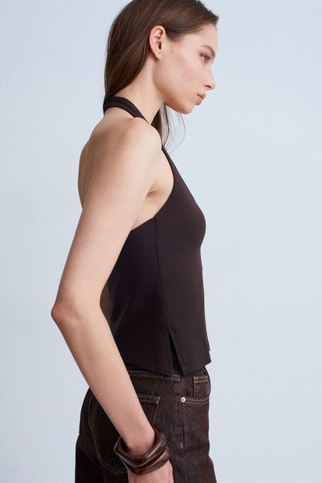 Halternek Cut-Out Slim Fit Blouse - Image 2