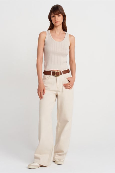 Geribbelde Mouwloze Slim-fit Blouse - Image 4
