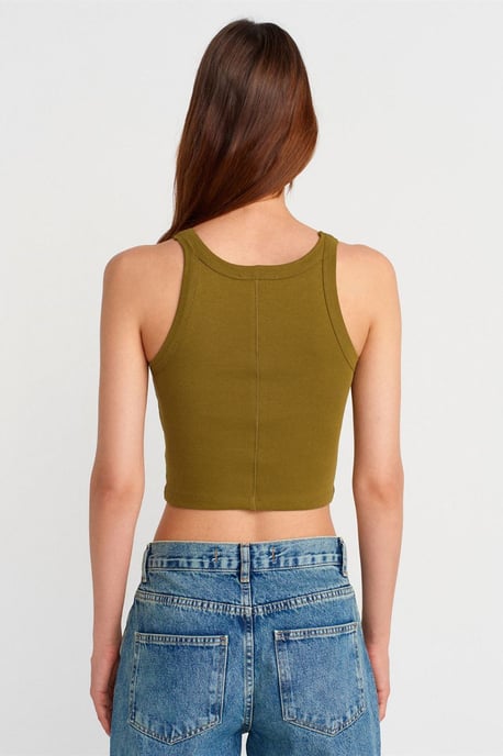 Geribbelde katoenen sweater zonder mouwen Crop Top - Image 2