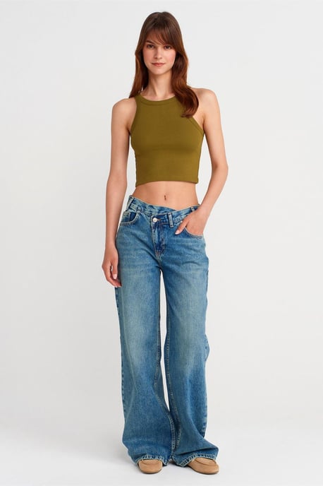 Geribbelde katoenen sweater zonder mouwen Crop Top - Image 4