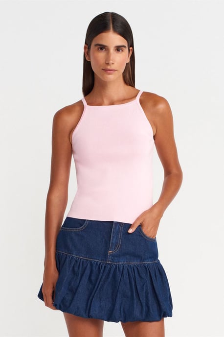 Slim Fit Halter Gebreide Blouse met Strikdetail - Image 1