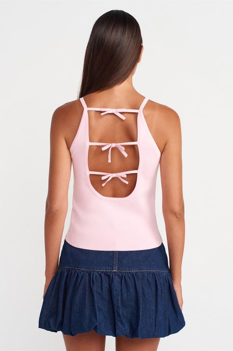 Slim Fit Halter Gebreide Blouse met Strikdetail - Image 2
