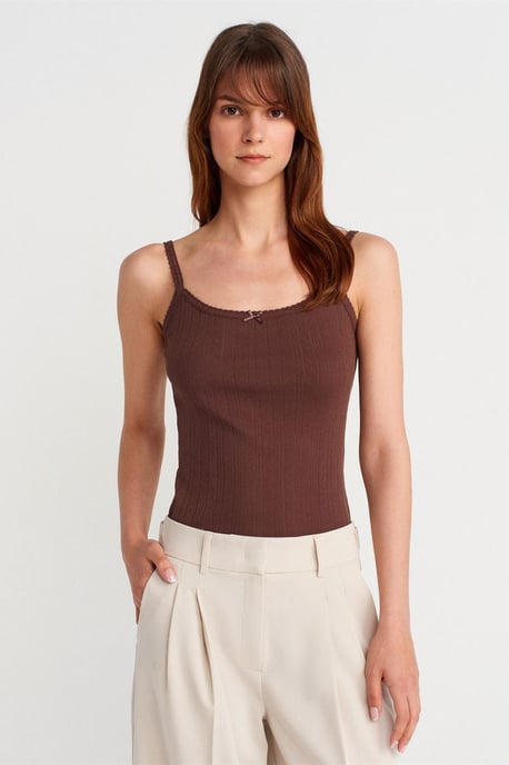 Slim Fit Geribbelde Katoenen Camisole Top - Image 1