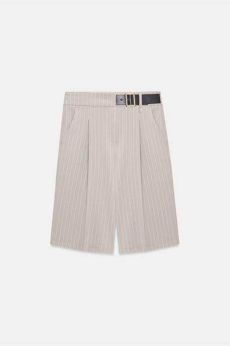 Hoge Taille Gestreepte Tailored Shorts Met Riem - Image 5