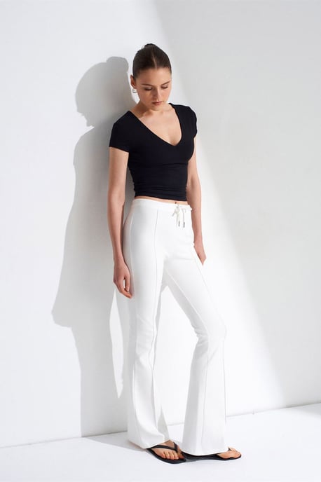 Mid-Waist Flare Jersey Broek met Touwtje - Image 4