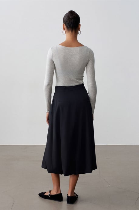 Hoge taille riem midi ballon rok - Image 2