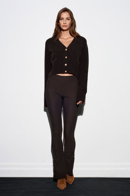 Hoge taille flare leggings met knoopdetail - Image 3