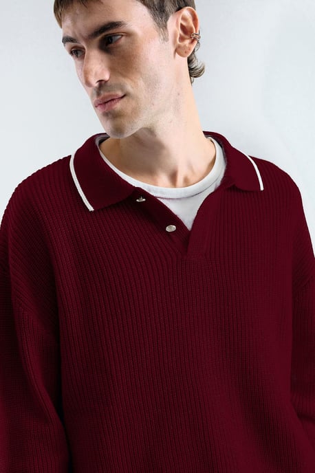 Heren Gestreepte Katoenen Polo Sweater - Image 1