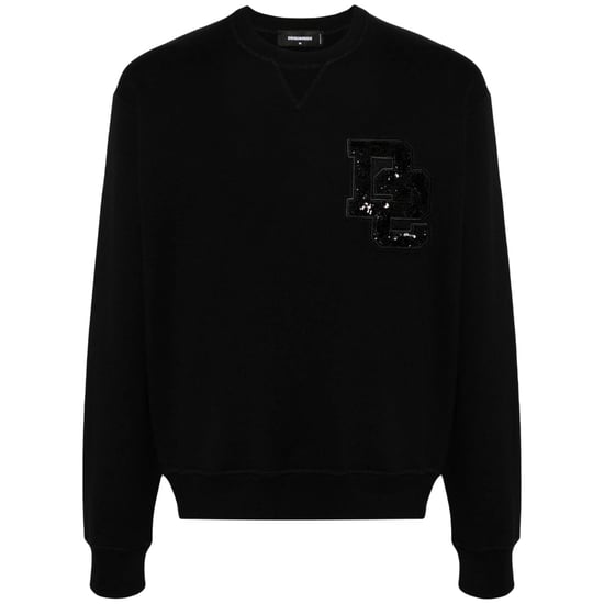 Dsquared2 D2 Trui Met Paillettenlogo, Zwarte Ronde Hals - Image 1