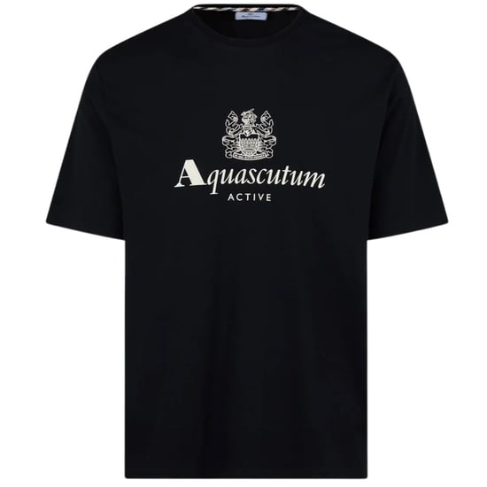 Aquascutum Active T-shirt Met Groot Logo, Zwart - Image 1