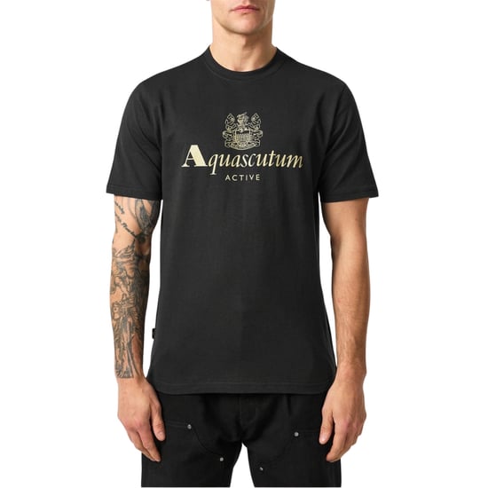 Aquascutum Active T-shirt Met Groot Logo, Zwart - Image 4