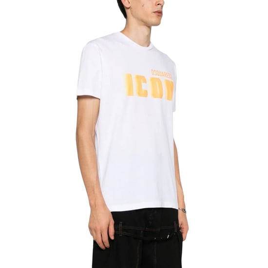 Dsquared2 Icon Geel Vervaging Print Wit Loose Fit T-shirt - Image 2
