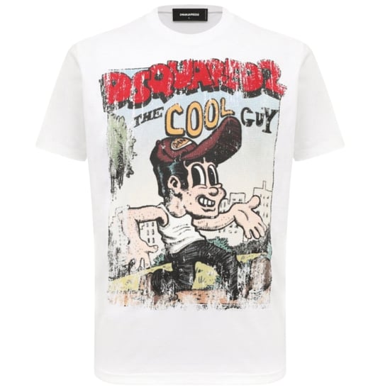 Dsquared2 Cigarette Fit The Cool Guy Print Wit T-shirt - Image 1