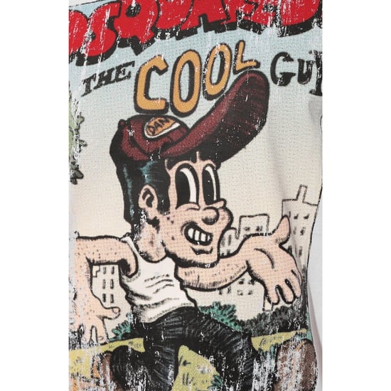 Dsquared2 Cigarette Fit The Cool Guy Print Wit T-shirt - Image 4