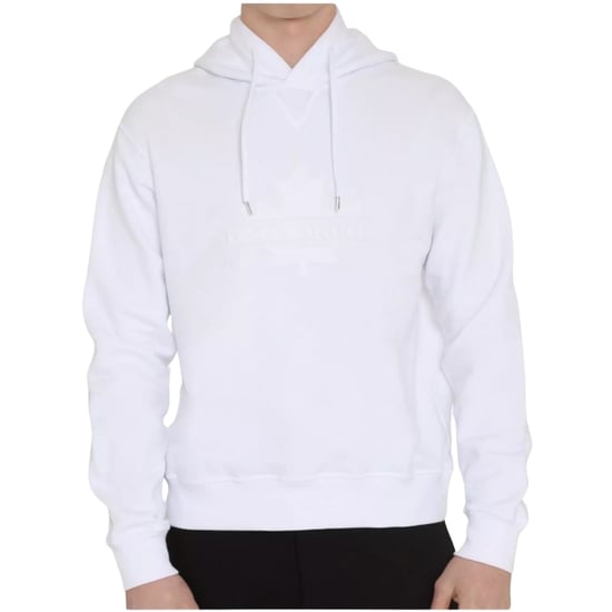 Dsquared2 Monotone Maple Leaf Logo White Hoodie - Image 3