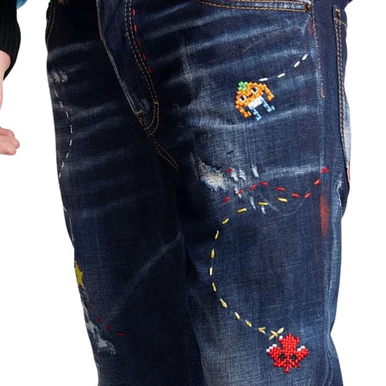 Dsquared2 Skater Jean Dark Monster Maze Wash Blue Jeans - Image 4