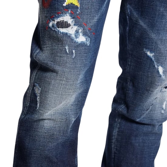 Dsquared2 Skater Jean Dark Monster Maze Wash Blue Jeans - Image 6
