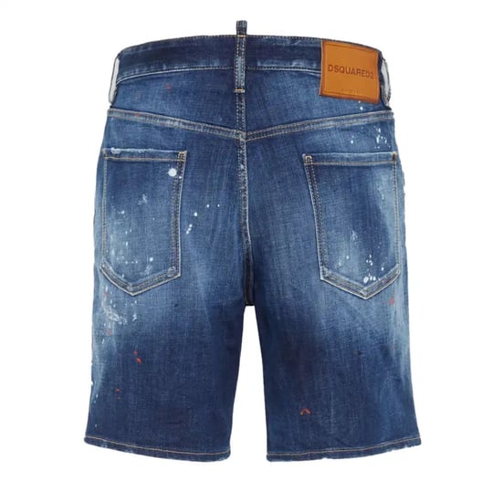 Dsquared2 Marineblauwe Denim Shorts Met Verfspatdesign - Image 2