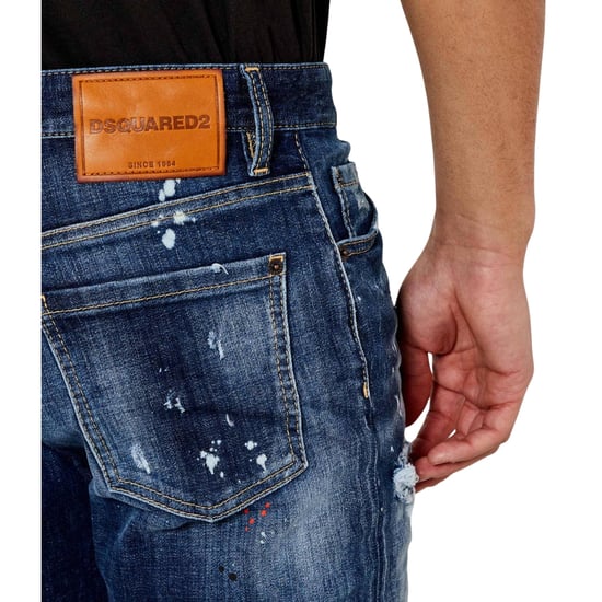 Dsquared2 Marineblauwe Denim Shorts Met Verfspatdesign - Image 6