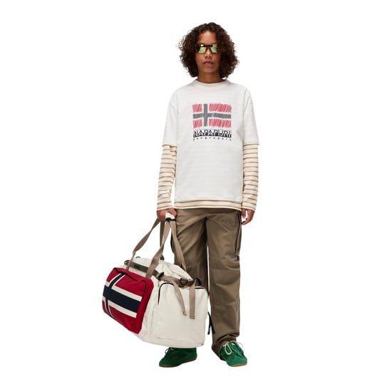 Napapijri Kinderen/Kinderen Adige Vlag Crew Hals T-shirt (Wit/rood) - Image 4