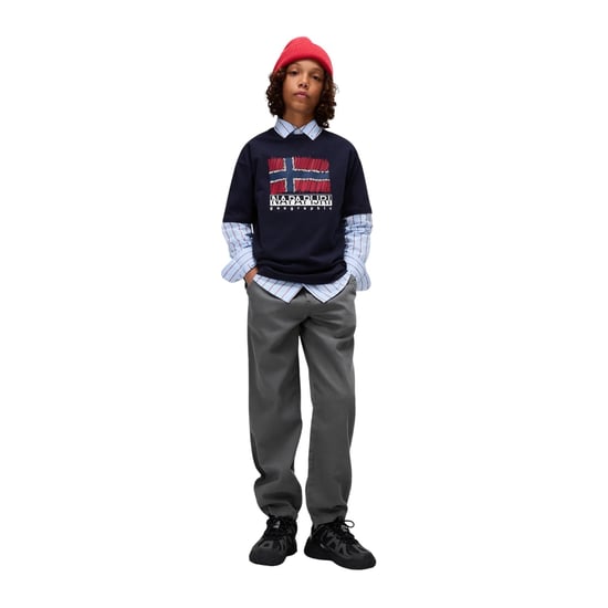 Napapijri Kinderen/Kinderen Adige Vlag Crew Hals T-shirt (Marineblauw) - Image 4