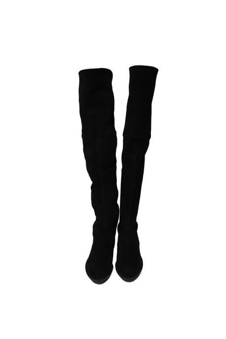 Stuart Weitzman Lowland Over The Knee Laars in Zwart Suède - Image 3