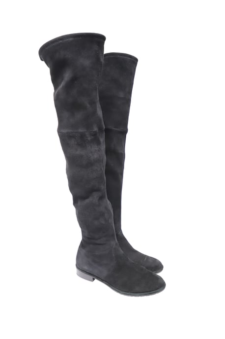Stuart Weitzman Lowland Over The Knee Laars in Zwart Suède - Image 4