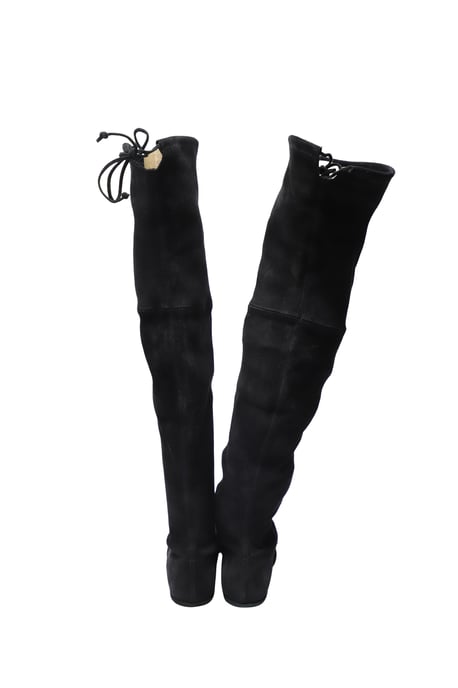 Stuart Weitzman Lowland Over The Knee Laars in Zwart Suède - Image 5