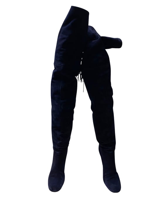 Chloe Hannah Franje Knielaarzen in Blauw Suède - Image 2
