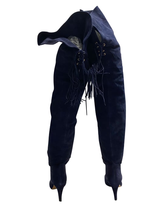Chloe Hannah Franje Knielaarzen in Blauw Suède - Image 3
