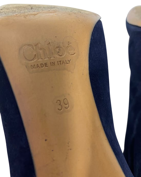 Chloe Hannah Franje Knielaarzen in Blauw Suède - Image 6