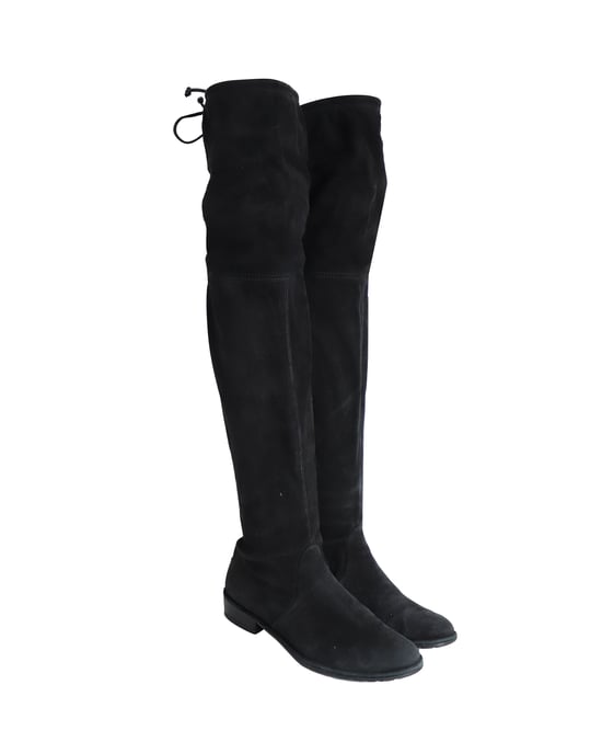 Stuart Weitzman Lowland Knie Hoge Laarzen in Zwart Suède - Image 3