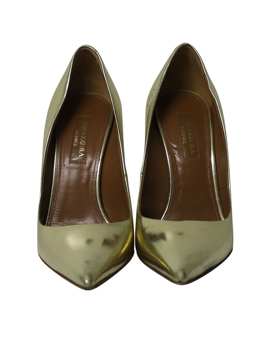 Aquazzura Purist Hakken in Gouden Patentleer - Image 2
