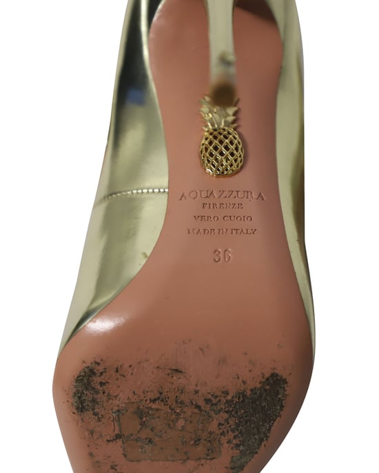 Aquazzura Purist Hakken in Gouden Patentleer - Image 6