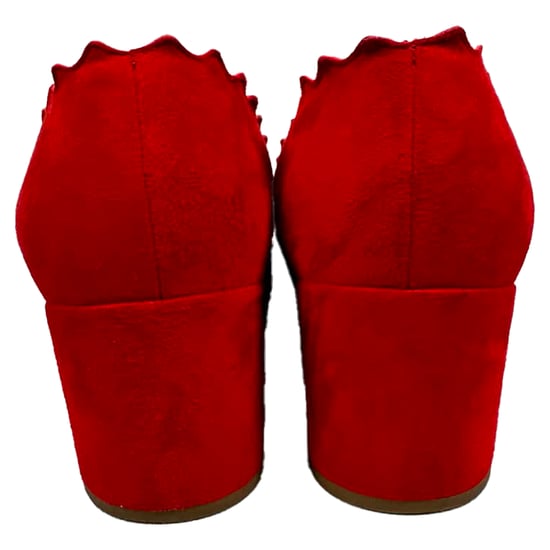Chloé Lauren Scallop Blokhak Pumps in Rood Suède - Image 4